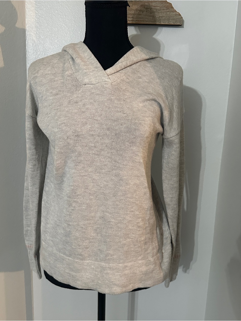 Market & Spruce Light Gray Hooded Crewneck Sweater